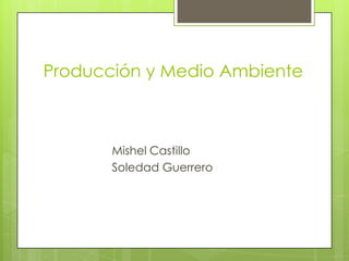 Producción y Medio Ambiente



       Mishel Castillo
       Soledad Guerrero
 