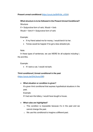 PRESENT UNREAL CONDITIONAL | PDF