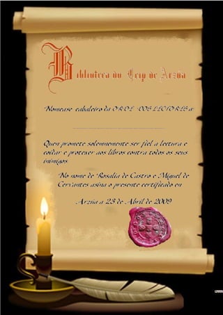 Diploma da orde dos lectores do CEIP de Arzúa