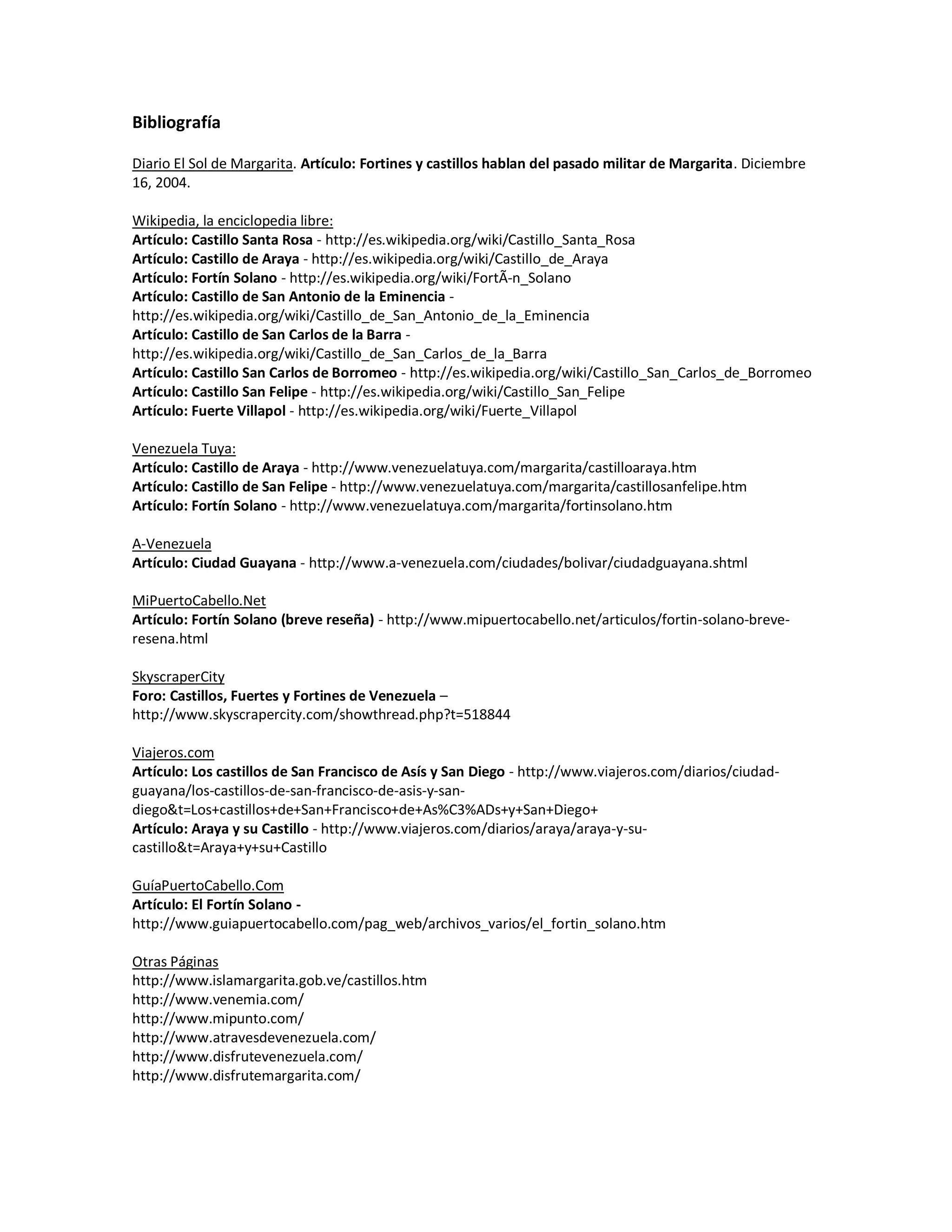 Castillos, fuertes y fortalezas de Venezuela | PDF