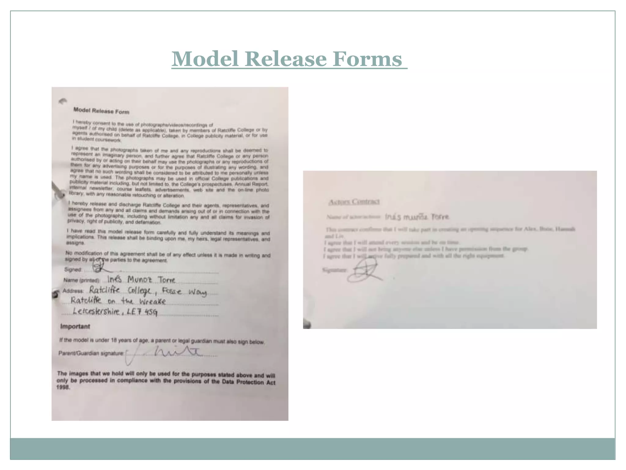 Model Release Forms