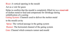 Sprue And Riser Casting Process definitions and how it is works | PPTX