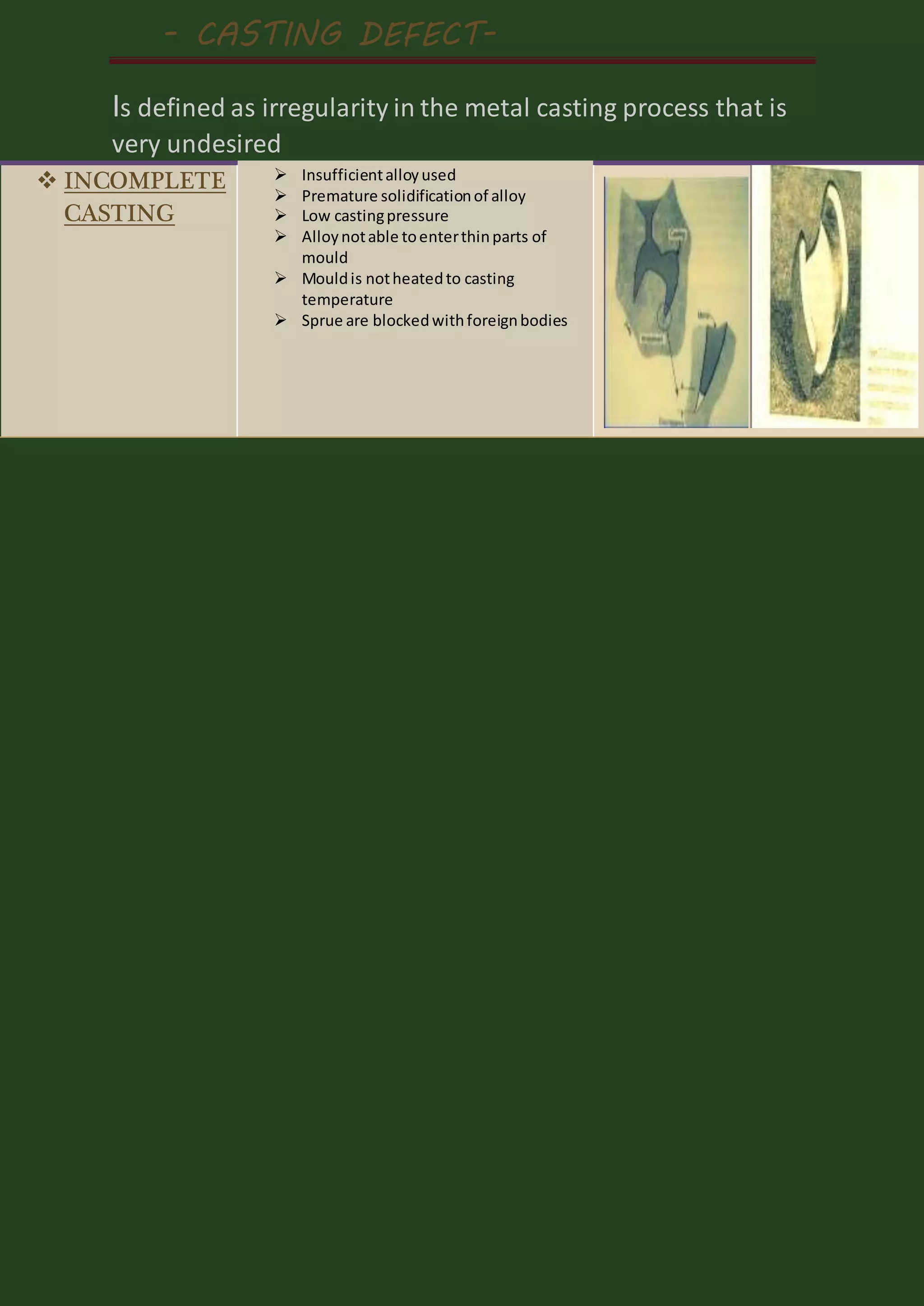 Casting defects | DOCX