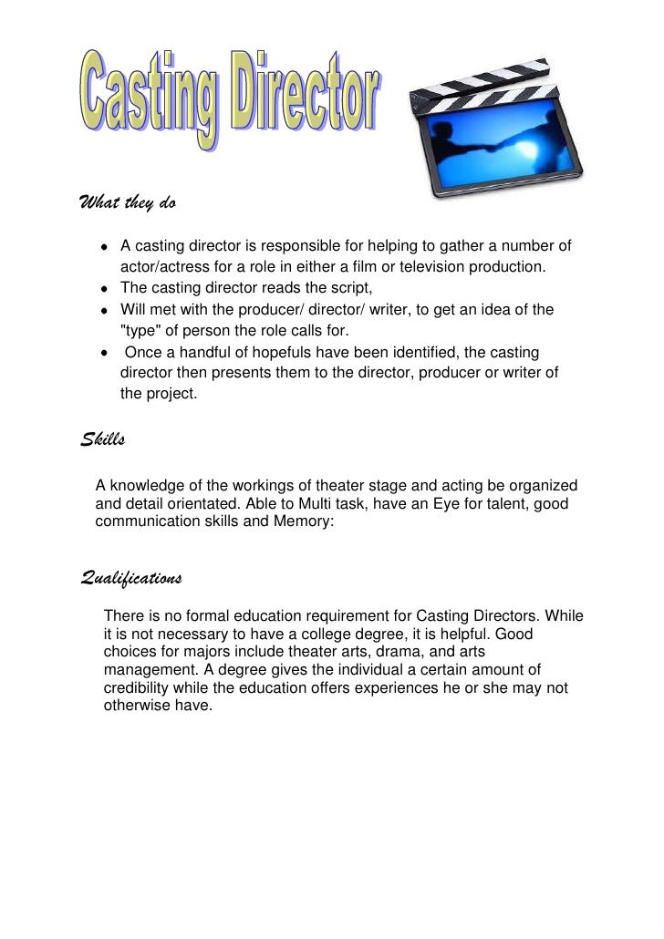 casting director job description casting director job description
