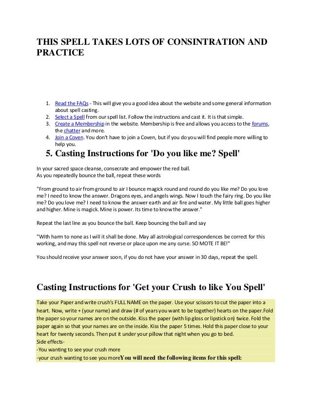 Casting instructions for