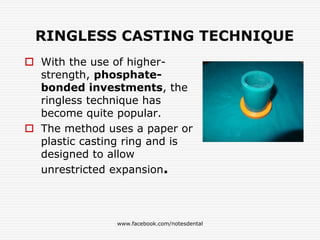 Cast Rings Methods Casting procedure | PPTX