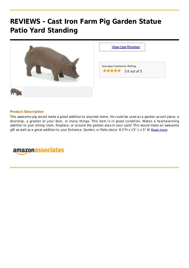 Cast Iron Farm Pig Garden Statue Patio Yard Standing
