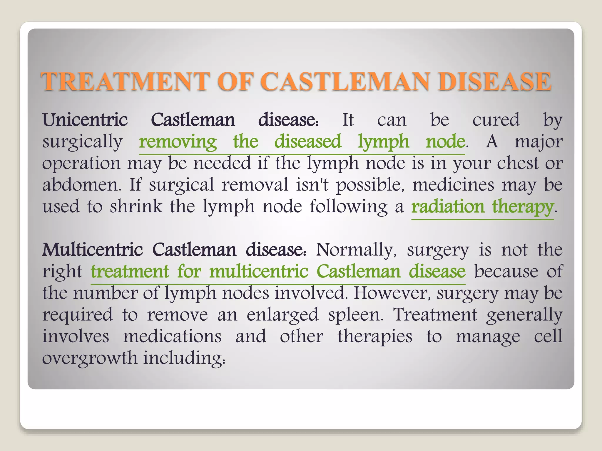 Castleman Disease : Symptoms, causes, diagnosis and treatment | PPTX