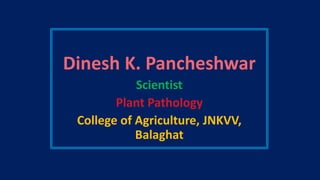 Dinesh K. Pancheshwar
Scientist
Plant Pathology
College of Agriculture, JNKVV,
Balaghat
 