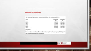 COST OF ORDINARY SHARES
Estimating the growth rate
 