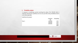 RISK AND UNCERTAINTY
3. Probability analysis
 
