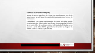 IMPLICATIONS OF FOREIGN INVESTMENT
Example of Double taxation relief (DTR)
 