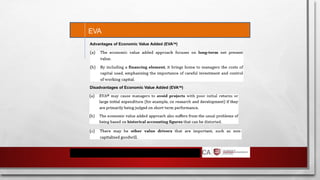 EVA
Advantages of Economic Value Added (EVATM)
Disadvantages of Economic Value Added (EVATM)
 
