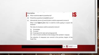 FACTORS IN TAKEOVERS
 