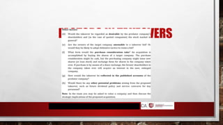 FACTORS IN TAKEOVERS
 