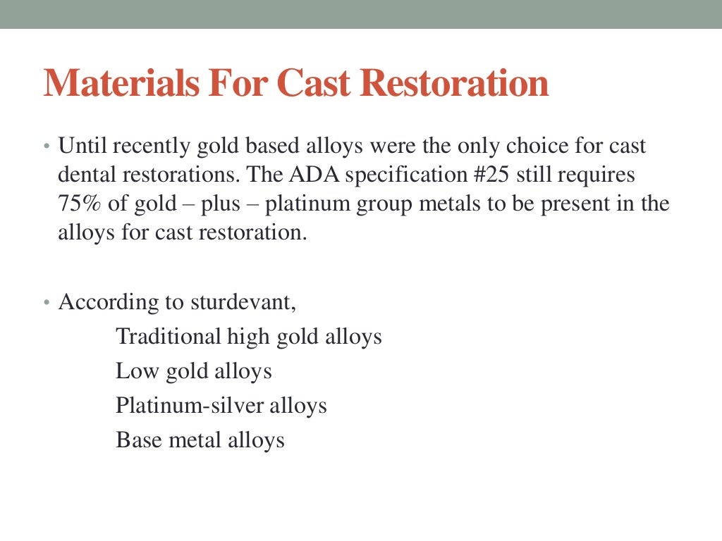 Cavity preparation for cast metal restorations
