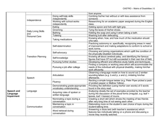 Matrix of Disabilities and Curricular Priorities | PDF