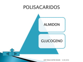 ALMIDON
GLUCOGENO
12/05/2016LADY PAOLA CASTRO SEGURA
 
