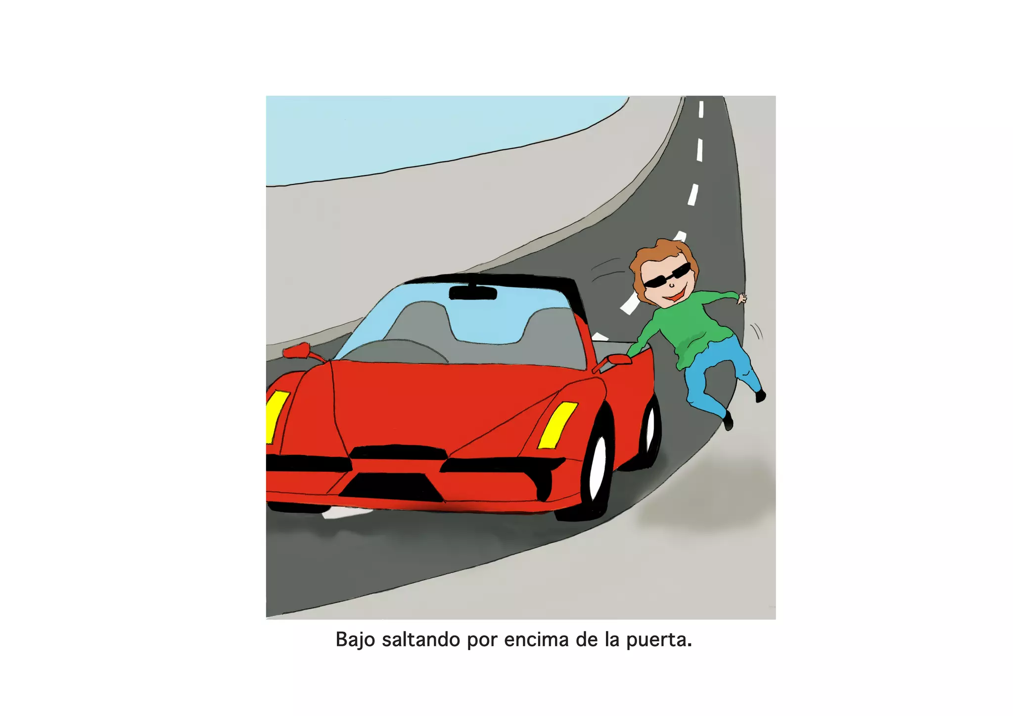 Bajo saltando por encima de la puerta.