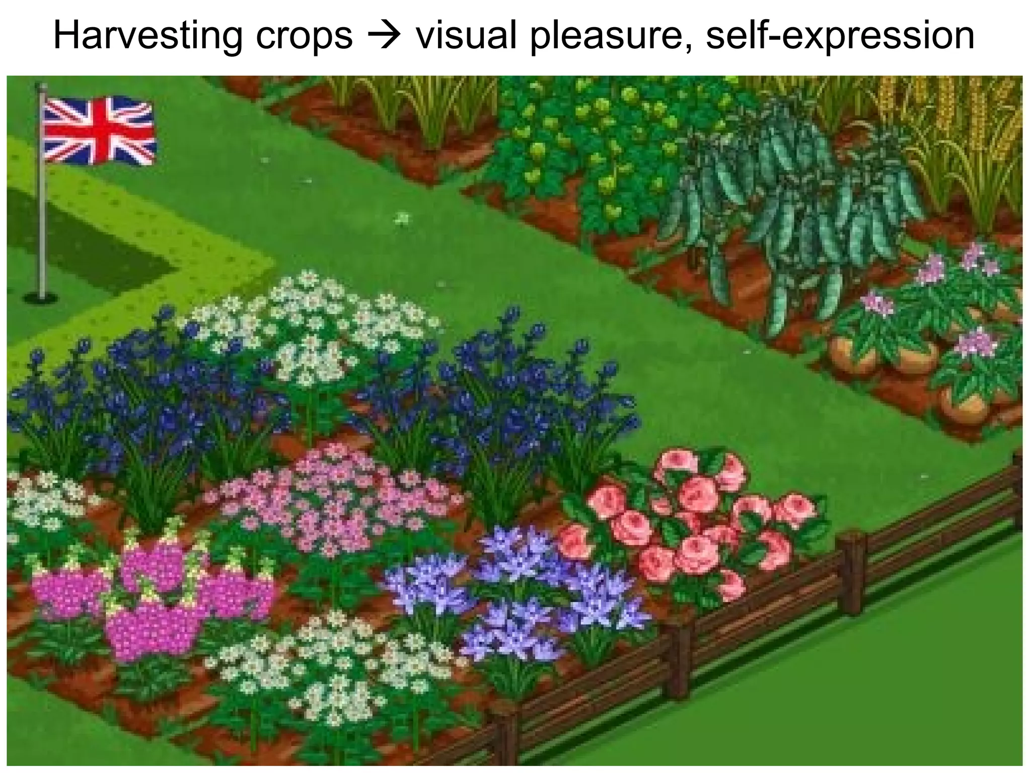 Harvesting crops    visual pleasure, self-expression 