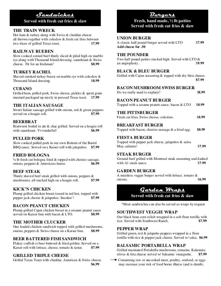 Casual dining complete food menu at erie pa