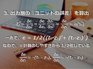 3. ?ӤΡ˥åȤ`
k =
O e
sk
O =
e
zk
zk
sk
O =
e
zk
= a(sk)
O
??ǡ e = 1/2{(t1-z1) + (t2-z2) }2 2
ʤΤǡӋΤ䤹 1/2Ƥ
e
z1
= -(t1 - z1),
e
z2
= -(t2 - z2)
 