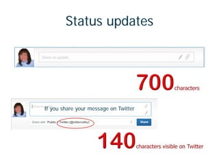 Status updates
If you share your message on Twitter
 