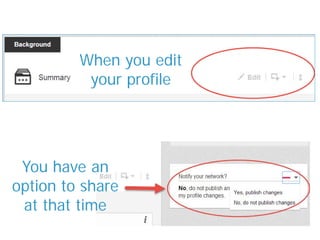 You have an
option to share
at that time
When you edit
your profile
 