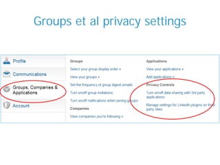 Groups et al privacy settings
 