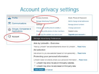 Account privacy settings
 