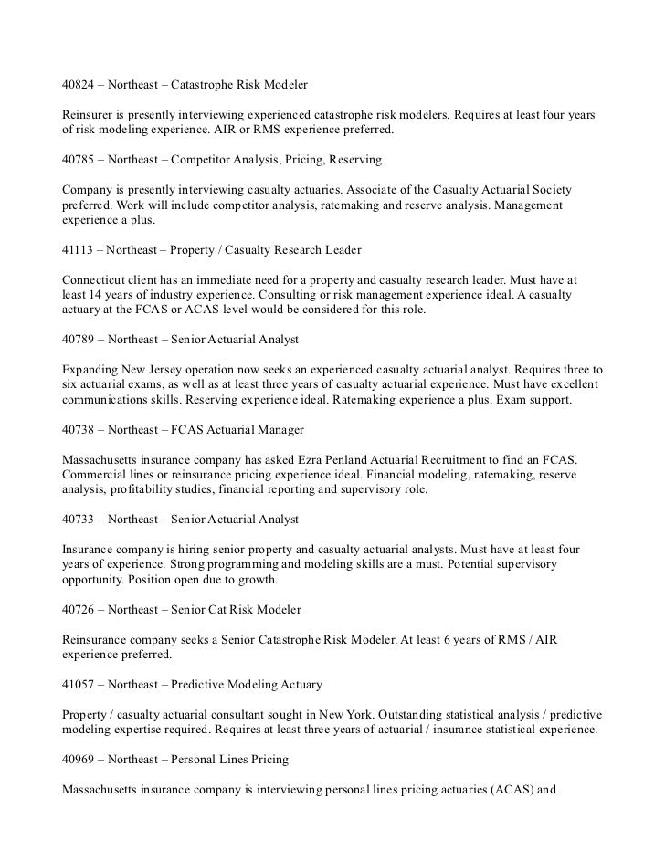 casualty actuarial jobs predictive modeling actuarial analyst resume
