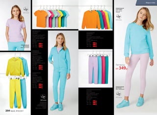 ТРИКОТАЖНАЯ
ФУТБОЛКА
047G2904
Цвет: оранжевый, светло-
голубой, малиновый,
ментоловый, сиреневый,
ярко-желтый, морской,
белый.
Состав: 100% хлопок.
Размеры:
98–116:	 249 р.
122–146: 299 р.
152–170:	 349 р.
ТРИКОТАЖНАЯ
ФУТБОЛКА
Цвет: сиреневый
ТРИКОТАЖНЫЕ
БРЮКИ
047G3203
Функциональные
карманы по бокам.
Цвет: ярко-желтый,
светло-голубой.
Состав: 100% хлопок.
Размеры:
98–116:	 599 р.
122–146: 699 р.
152–170:	 799 р.
ТОЛСТОВКА
НА МОЛНИИ
С КАПЮШОНОМ
047G2503
Функциональные
карманы спереди.
Цвет: ярко-желтый,
светло-голубой.
Состав: 100% хлопок.
Размеры (длина
по внутреннему шву, см):
Размеры:
98–116:	 799 р.
122–146: 899 р.
152–170:	 999 р.
ТРИКОТАЖНЫЕ ЛЕГГИНСЫ
047G3502
Пояс на резинке.
Цвет: сиреневый, светло-
голубой, малиновый,
морской.
Состав: 95% хлопок,
5% эластан.
Размеры:
98–116:	 349 р.
122–146: 449 р.
152–170:	 549 р.
ТОЛСТОВКА
НА МОЛНИИ
С КАПЮШОНОМ
И ТРИКОТАЖНЫЕ
БРЮКИ
Цвет: светло-голубой
ТРИКОТАЖНАЯ
ТОЛСТОВКА
Цвет: светло-
голубой
ТРИКОТАЖНАЯ
ТОЛСТОВКА
047G2502
Цвет: оранжевый, морской,
малиновый, ярко-желтый, светло-
голубой.
Состав: 100% хлопок.
Размеры:
98–116:	 499 р.
122–146: 599 р.
152–170:	 699 р.
ТРИКОТАЖНЫЕ
ЛЕГГИНСЫ
Цвет: сиреневый
Леггинсы
от 349р.
254 faberlic № 05/2017
Мода и стиль
 