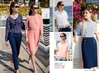 1. БЛУЗКА С НАБИВНЫМ
РИСУНКОМ
057W2601
40, 42, 44 (61±1 см):		1399 р.
46, 48, 50 (62±1 см):		1599 р.
52, 54, 56 (63±1 см):		1799 р.
2. БРЮКИ ИЗ ЖАККАРДА
057W3201
40, 42, 44 (76±2 см):		1799 р.
46, 48, 50 (76±2 см):		1999 р.
52, 54, 56 (76±2 см):		2199 р.
3. ПЛИССИРОВАННОЕ ПЛАТЬЕ
057W4103
40, 42, 44 (102±2 см):		2999 р.
46, 48, 50 (105±2 см):		3299 р.
52, 54, 56 (108±2 см):		3599 р.
Подробнее о моделях
на стр. 300–303
5. ТРИКОТАЖНАЯ БЛУЗКА
057W2901
40, 42, 44 (67±2 см):		 999 р.
46, 48, 50 (69±2 см):		1199 р.
52, 54, 56 (70±2 см):		1399 р.
6. ЮБКА ИЗ ЖАККАРДА
057W3303
40, 42, 44 (61±1 см):		1299 р.
46, 48, 50 (64±1 см):		1499 р.
52, 54, 56 (67±1 см):		1699 р.
4. БЛУЗКА С КРУЖЕВОМ
047W2604
Блузка прямого силуэта.
Цвет: молочный, светло-розовый.
40, 42, 44 (61±1 см):		1599 р.
46, 48, 50 (64±1 см):		1799 р.
52, 54, 56 (66±1 см):		1999 р.
1.
2.
3.
4.
4.
6.
5.
290 faberlic № 05/2017 № 05/2017 faberlic 291
Мода и стиль
 