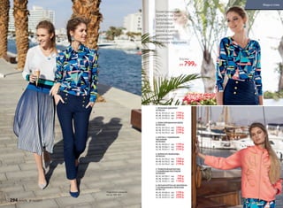 Геометрические
принты – на пике
популярности!
Затейливые
пересечения
линий и цветов
напоминают
качающиеся
на волнах парусники.
1. ВЯЗАНЫЙ ДЖЕМПЕР
057W2301
40, 42, 44 (52±2 см):		1799 р.
46, 48, 50 (56±2 см):		1999 р.
52, 54, 56 (59±2 см):		2199 р.
2. ПЛИССИРОВАННАЯ ЮБКА
057W3302
40, 42, 44 (72±2 см):		1999 р.
46, 48, 50 (73±2 см):		2199 р.
52, 54, 56 (74±2 см):		2399 р.
3. БЛУЗКА С НАБИВНЫМ
РИСУНКОМ
057W2603
40, 42, 44 (65±1 см):		1799 р.
46, 48, 50 (66±1 см):		1999 р.
52, 54, 56 (67±1 см):		2199 р.
4. БРЮКИ ИЗ ЖАККАРДА
057W3201
40, 42, 44 (76±2 см):		1799 р.
46, 48, 50 (76±2 см):		1999 р.
52, 54, 56 (76±2 см):		2199 р.
5. ТРИКОТАЖНАЯ БЛУЗКА
С НАБИВНЫМ РИСУНКОМ
047W2607
40, 42, 44 (59±1 см):		 799 р.
46, 48, 50 (60±1 см):		 999 р.
52, 54, 56 (61±1 см):		1199 р.
6. ЛЕГКАЯ КУРТКА ИЗ НЕОПРЕНА
С КАПЮШОНОМ И ПРИНТОМ
057W1101
40, 42, 44 (60±2 см):		1799 р.
46, 48, 50 (63±2 см):		2099 р.
52, 54, 56 (67±2 см):		2399 р.
Подробнее о моделях
на стр. 300–303
1.
2.
3.
4.
5.
6.
Блузка
от 799р.
294 faberlic № 05/2017
Мода и стиль
 