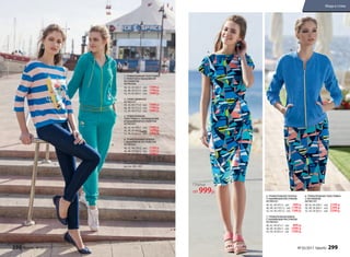 1. ТРИКОТАЖНАЯ ТОЛСТОВКА
С ПРИНТОМ И ВЫШИВКОЙ
ИЗ ПАЙЕТОК
057W2502
40, 42, 44 (54±1 см):		1599 р.
46, 48, 50 (57±1 см):		1799 р.
52, 54, 56 (60±1 см):		1999 р.
2. УЗКИЕ ДЖИНСЫ
057W3101
40, 42, 44 (77±2 см):		1599 р.
46, 48, 50 (77±2 см):		1799 р.
52, 54, 56 (77±2 см):		1999 р.
3. ТРИКОТАЖНАЯ
ТОЛСТОВКА С КАПЮШОНОМ
И ВЫШИВКОЙ ИЗ ПАЙЕТОК
057W2501
40, 42, 44 (56±1 см):		1499 р.
46, 48, 50 (60±1 см):		1699 р.
52, 54, 56 (63±1 см):		1899 р.
4. ТРИКОТАЖНЫЕ БРЮКИ
С ВЫШИВКОЙ ИЗ ПАЙЕТОК
057W3202
40, 42, 44 (78±2 см):		1199 р.
46, 48, 50 (78±2 см):		1399 р.
52, 54, 56 (78±2 см):		1599 р.
Подробнее о моделях
на стр. 300–303
5. ТРИКОТАЖНОЕ ПЛАТЬЕ
С НАБИВНЫМ РИСУНКОМ
057W4101
40, 42, 44 (97±2 см):		 999 р.
46, 48, 50 (101±2 см):		1199 р.
52, 54, 56 (107±2 см):		1399 р.
7. ТРИКОТАЖНАЯ ЮБКА
С НАБИВНЫМ РИСУНКОМ
057W3301
40, 42, 44 (61±1 см):		 899 р.
46, 48, 50 (64±1 см):		1099 р.
52, 54, 56 (67±1 см):		1299 р.
6. ТРИКОТАЖНАЯ ТОЛСТОВКА
С КРУЖЕВОМ
047W2101
40, 42, 44 (58±1 см):		2199 р.
46, 48, 50 (60±1 см):		2399 р.
52, 54, 56 (62±1 см):		2599 р.
1.
2.
3.
4.
5.
6.
7.
Платье
от 999р.
298 faberlic № 05/2017 № 05/2017 faberlic 299
Мода и стиль
 