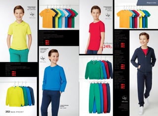 ТОЛСТОВКА
НА МОЛНИИ
С КАПЮШОНОМ
047B2504
Функциональные
карманы спереди.
Цвет: зеленый,
ярко-голубой, темно-
красный, синий.
Состав: 100% хлопок.
Размеры:
98–116: 799 р.
122–146: 899 р.
152–170:	 999 р.
ТРИКОТАЖНЫЕ
БРЮКИ
047B3203
Функциональные
карманы по бокам.
Цвет: зеленый,
ярко-голубой, темно-
красный, синий.
Состав: 100% хлопок.
Размеры:
98–116: 599 р.
122–146: 749 р.
152–170:	 899 р.
ТРИКОТАЖНОЕ ПОЛО ПИКЕ
047B2801
Центральная застежка на пуговицы.
Цвет: темно-желтый, синий, лимонный, голубой,
зеленый, ярко-голубой, темно-красный, белый.
Состав: 100% хлопок.
Размеры:
98–116:	 399 р.
122–146: 499 р.
152–170:	 599 р.
ТРИКОТАЖНАЯ
ФУТБОЛКА
047B2906
Цвет: темно-желтый,
голубой, синий,
темно-красный, белый,
лимонный, ярко-голубой,
зеленый.
Состав: 100% хлопок.
Размеры:
98–116:	 249 р.
122–146: 299 р.
152–170:	 349 р.
ТРИКОТАЖНАЯ ТОЛСТОВКА
047B2503
Трикотажная толстовка прямого силуэта.
Цвет: лимонный, зеленый, ярко-голубой, синий.
Состав: 100% хлопок.
Размеры:
98–116:	 499 р.
122–146: 599 р.
152–170:	 699 р.
ТРИКОТАЖНОЕ
ПОЛО ПИКЕ
Цвет: лимонный
ТРИКОТАЖНАЯ
ТОЛСТОВКА
Цвет: ярко-
голубой
ТРИКОТАЖНЫЕ
БРЮКИ
Цвет: синий
ТРИКОТАЖНАЯ
ФУТБОЛКА
Цвет: темно-
красный
ТОЛСТОВКА
НА МОЛНИИ
С КАПЮШОНОМ
И ТРИКОТАЖНЫЕ
БРЮКИ
Цвет: синий
Футболка
от 249р.
252 faberlic № 05/2017
Мода и стиль
 