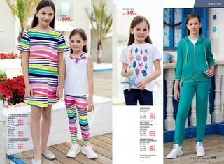 4. ФУТБОЛКА
С ПРИНТОМ
057G2902
98–116:	 349 р.
122–146:	 449 р.
152–170:	 549 р.
5. ТРИКОТАЖНАЯ
ТОЛСТОВКА
С КАПЮШОНОМ
И ВЫШИВКОЙ
ИЗ ПАЙЕТОК
057G2501
98–116:	 1099 р.
122–146:	 1299 р.
152–170:	 1499 р.
6. ТРИКОТАЖНЫЕ
БРЮКИ С ВЫШИВКОЙ
ИЗ ПАЙЕТОК
057G3201
98–116:	 899 р.
122–146:	 1049 р.
152–170:	 1199 р.
Подробнее о моделях
на стр. 312–317
1. ТРИКОТАЖНОЕ ПЛАТЬЕ
С НАБИВНЫМ РИСУНКОМ
057G4103
98–116:	 699 р.
122–146:	 849 р.
152–170:	 999 р.
2. МАЙКА
057G2903
98–116:	 299 р.
122–146:	 399 р.
152–170:	 499 р.
3. ТРИКОТАЖНЫЕ ЛЕГИНСЫ
С НАБИВНЫМ РИСУНКОМ
057G3501
98–116:	 449 р.
122–146:	 549 р.
152–170:	 649 р.
1.
2.
3.
4.
5.
6.
Платье
от 699р.
Футболка
от 349р.
308 faberlic № 05/2017 № 05/2017 faberlic 309
Мода и стиль
 