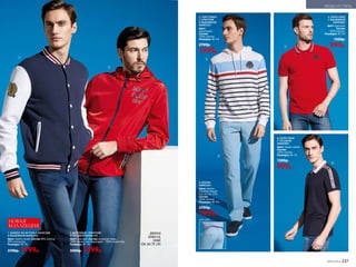 ДЖИНСЫ
039M3110,
СИНИЕ
(СМ. НА СТР. 239)
1
6
5
2
4
4
НОВАЯ
КОЛЛЕКЦИЯ
3. ТОЛСТОВКА
С ПРИНТОМ
И ВЫШИВКОЙ
069M2501
Цвет:
мультицвет.
Состав:
100% хлопок.
Размеры: 46–54.
2700р.
1999р.
3
4. БРЮКИ
069M3201
Цвет: светло-
голубой, белый
(см. на стр. 235).
Состав:
100% хлопок.
Размеры: 46–54.
2700р.
1999р.
2. ВЕТРОВКА С ПРИНТОМ
И ТЕСЬМОЙ 069M1102
Цвет: красный. Состав: основная ткань –
100% полиэстер; подкладка – 100% полиэстер.
Размеры: 46–54.
5000р. 3599р.
1. БОМБЕР ИЗ ФУТЕРА С НАЧЕСОМ
И ВЫШИВКОЙ 069M2102
Цвет: темно-синий. Состав: 60% хлопок,
40% полиэстер.
Размеры: 46–54.
3700р. 2799р.
4
вид сзади
6. ПОЛО ПИКЕ
С ТЕСЬМОЙ
069M2801
Цвет: темно-синий.
Состав:
100% хлопок.
Размеры: 46–54.
1300р.
999р.
5. ПОЛО ПИКЕ
С ВЫШИВКОЙ
069M2802
Цвет: красный.
Состав:
100% хлопок.
Размеры: 46–54.
1300р.
999р.
№05/2019 237
МОДА И СТИЛЬ
 