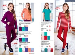 3. ТРИКОТАЖНАЯ ФУТБОЛКА С ДЛИННЫМИ
РУКАВАМИ 117G2903
Прямой силуэт, круглый вырез. Кнопки
в плечевом шве для размеров 98-116.
Состав: 95% хлопок, 5% эластан.
Размеры:
98–116: 	 400 р.	 299 р.
122–146:	 550 р.	 399 р.
152–170:	 700 р.	 499 р.
2. ТРИКОТАЖНЫЕ БРЮКИ 117G3202
С функциональными карманами по бокам. Пояс
на резинке и шнурке для регулирования объема
по талии. Эластичная резинка по низу изделия.
Состав: 100% хлопок.
Размеры:
98–116:	 900 р.	 699 р.
122–146:	 1100 р.	 849 р.
152–170:	 1300 р.	 999 р.
1. ТОЛСТОВКА НА МОЛНИИ С КАПЮШОНОМ 117G2502
Прямой силуэт. Функциональные карманы спереди.
Эластичная резинка по низу изделия и рукавам.
Состав: 100% хлопок.
Размеры:
98–116:	 1200 р.	 899 р.
122–146:	 1400 р.	 999 р.
152–170:	 1600 р.	 1099 р.
5. ТРИКОТАЖНАЯ ФУТБОЛКА
В ПОЛОСКУ С ДЛИННЫМИ
РУКАВАМИ 028G2905
Прямой силуэт. Кнопки в плечевом
шве для размеров 98-116.
Состав: 95% хлопок, 5% эластан.
Размеры:
98–116:	 500 р.	 399 р.
122–146:	 650 р.	 499 р.
152-164:	 800 р.	 599 р.
4. ТРИКОТАЖНАЯ ФУТБОЛКА
Прямой силуэт, короткие рукава. Кнопки
в плечевом шве для размеров 98-116.
117G2904 Цвет: белый, ментоловый.
Состав: 100% хлопок.
Размеры:
98–116:	 300 р.	 249 р.
122–146:	 400 р.	 299 р.
152–170:	 500 р.	 349 р.
028G2904 Цвет: розовый, красный, бирюзовый.
Состав: 100% хлопок.
Размеры:
98–116:	 300 р.	 249 р.
122–146:	 400 р.	 299 р.
152–164:	 500 р.	 349 р.
ТОЛСТОВКА
117G2502,
СЛИВОВАЯ
БРЮКИ
117G3202,
СЛИВОВЫЕ
ФУТБОЛКА
117G2903,
КОРАЛЛОВАЯ
ФУТБОЛКА
028G2904,
БИРЮЗОВАЯ
ФУТБОЛКА
028G2905,
КРАСНАЯ
ЛЕГИНСЫ
028G3501,
ТЕМНО-КРАСНЫЕ
(СМ. СТР. 265)
1
3
4
5
2
сливовыйсливовыйментоловый
белыйбелый
ментоловый
розовый
ментоловыйбелый
ментоловыйбирюзовый
коралловый
красный
красный
ярко-синийярко-синийярко-синий
сиреневый
светло-
голубой
бирюзовый
ОГРАНИЧЕНО!
количество
Брюки
от 699р.
900 р.
Толстовка
от 899р.
1200 р. Футболка
от 399р.
500 р.
МОДА И СТИЛЬ
266 №06/2018 №06/2018 267
МОДА И СТИЛЬ
 