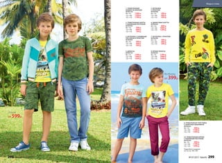 1. ТРИКОТАЖНЫЙ
БОМБЕР НА МОЛНИИ
067B2102
98–116:	 1399 р.
122–146:	 1599 р.
152–170:	 1799 р.
3. ФУТБОЛКА С НАБИВНЫМ
РИСУНКОМ И ПРИНТОМ
067B2901
98–116:	 399 р.
122–146:	 499 р.
152–170:	 599 р.
4. ДЖИНСЫ
067B3101
98–116:	 1299 р.
122–146:	 1499 р.
152–170:	 1699 р.
2. ТРИКОТАЖНЫЕ ШОРТЫ
С НАБИВНЫМ РИСУНКОМ
067B3401
98–116:	 599 р.
122–146:	 699 р.
152–170:	 799 р.
9. ТРИКОТАЖНАЯ ТОЛСТОВКА
C ПРИНТОМ И ВЫШИВКОЙ
067B2501
98–116:	 999 р.
122–146:	 1199 р.
152–170:	 1399 р.
5. ФУТБОЛКА
С ПРИНТОМ
067B2904
98–116:	 399 р.
122–146:	 499 р.
152–170:	 599 р.
7. ФУТБОЛКА С ПРИНТОМ
067B2905
98–116:	 399 р.
122–146:	 499 р.
152–170:	 599 р.
8. БРЮКИ ЧИНОСЫ
067B3201
98–116:	 1299 р.
122–146:	 1499 р.
152–170:	 1699 р.
10. ТРИКОТАЖНЫЕ БРЮКИ
С НАБИВНЫМ РИСУНКОМ
067B3203
98–116:	 999 р.
122–146:	 1199 р.
152–170:	 1399 р.
6. ДЖИНСОВЫЕ ШОРТЫ
067B3403
98–116:	 899 р.
122–146:	 1099 р.
152–170:	 1299 р.
1.
2.
3.
9.
7.
8.
10.
6.
5.
4.
Подробнее о моделях
см. на стр. 304–307.
Шорты
от 599р.
Футболка
от 399р.
298 faberlic № 07/2017 № 07/2017 faberlic 299
Мода и стиль
 