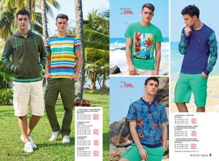 6. ТРИКОТАЖНОЕ ПОЛО «ПИКЕ»
С ТРОПИЧЕСКИМ ПРИНТОМ
067M2801
42,44,46 (66±1 см):	 799 р.
48,50,52 (69±1 см):	 999 р.
54,56,58 (73±1 см):	 1199 р.
5. ФУТБОЛКА С ПРИНТОМ
067M2901
42, 44, 46 (67±1 см):	 599 р.
48, 50, 52 (69±1 см):	 699 р.
54, 56, 58 (73±1 см):	 799 р.
3. ФУТБОЛКА
067M2902
42, 44, 46 (67±1 см):	 599 р.
48, 50, 52 (69±1 см):	 699 р.
54, 56, 58 (73±1 см):	 799 р.
4. БРЮКИ-КАРГО
067M3201
42, 44, 46 (80±2 см):	 1799 р.
48, 50, 52 (80±2 см):	 1999 р.
54, 56, 58 (80±2 см):	 2199 р.
2. ШОРТЫ-КАРГО
067M3401
Цвет: светло-зеленый,
светло-песочный.
42, 44, 46 (28±1 см):	 1399 р.
48, 50, 52 (28±1 см):	 1599 р.
54, 56, 58 (28±1 см):	 1799 р.
1. ТОЛСТОВКА С КАПЮШОНОМ
ИЗ ТРИКОТАЖА И ТЕКСТИЛЯ
067M2501
42, 44, 46 (63±2 см):	 2299 р.
48, 50, 52 (67±2 см):	 2499 р.
54, 56, 58 (70±2 см):	 2699 р.
7. ТРИКОТАЖНАЯ ТОЛСТОВКА
С ПРИНТОВАННЫМИ РУКАВАМИ
067M2502
42, 44, 46 (65±2 см):	 1299 р.
48, 50, 52 (68±2 см):	 1499 р.
54, 56, 58 (71±2 см):	 1699 р.
1.
2.
2.
3.
4.
5.
6.
7.
Футболка
от 599р.
Поло
от 799р.
Подробнее о моделях на стр. 8–9
4 faberlic № 07/2017 № 07/2017 faberlic 5
 