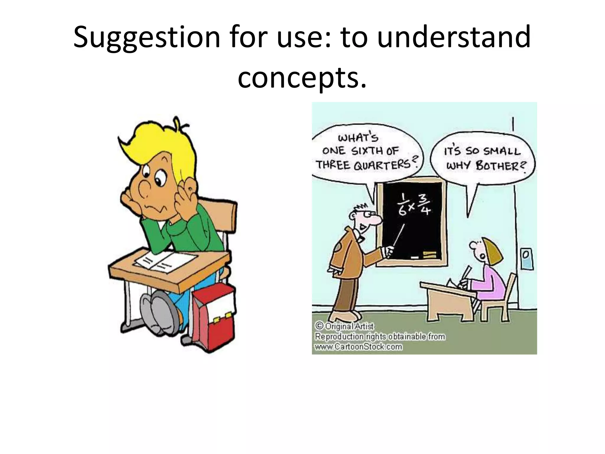Suggestion for use: to understand
concepts.
 