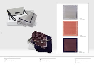 5
5
1
2
Parure / Set
Set CFS402 + CTW402
Incl. Packaging White (BF200)
1 CPFO402 Parure / Set
Set CAK419 + CFS419
Incl. Packaging ‘Cacharel’ (CBW000)
2 CPFK419
3 / CFS402
Naïades Perle
3 / CFS401
Naïades Corail
530 x 530 mm
Foulard soie - Silk scarf
Incl. Packaging ‘Cacharel’ (CBH200)
3
3 / CFS419
Naïades Bleu
Naïades
 