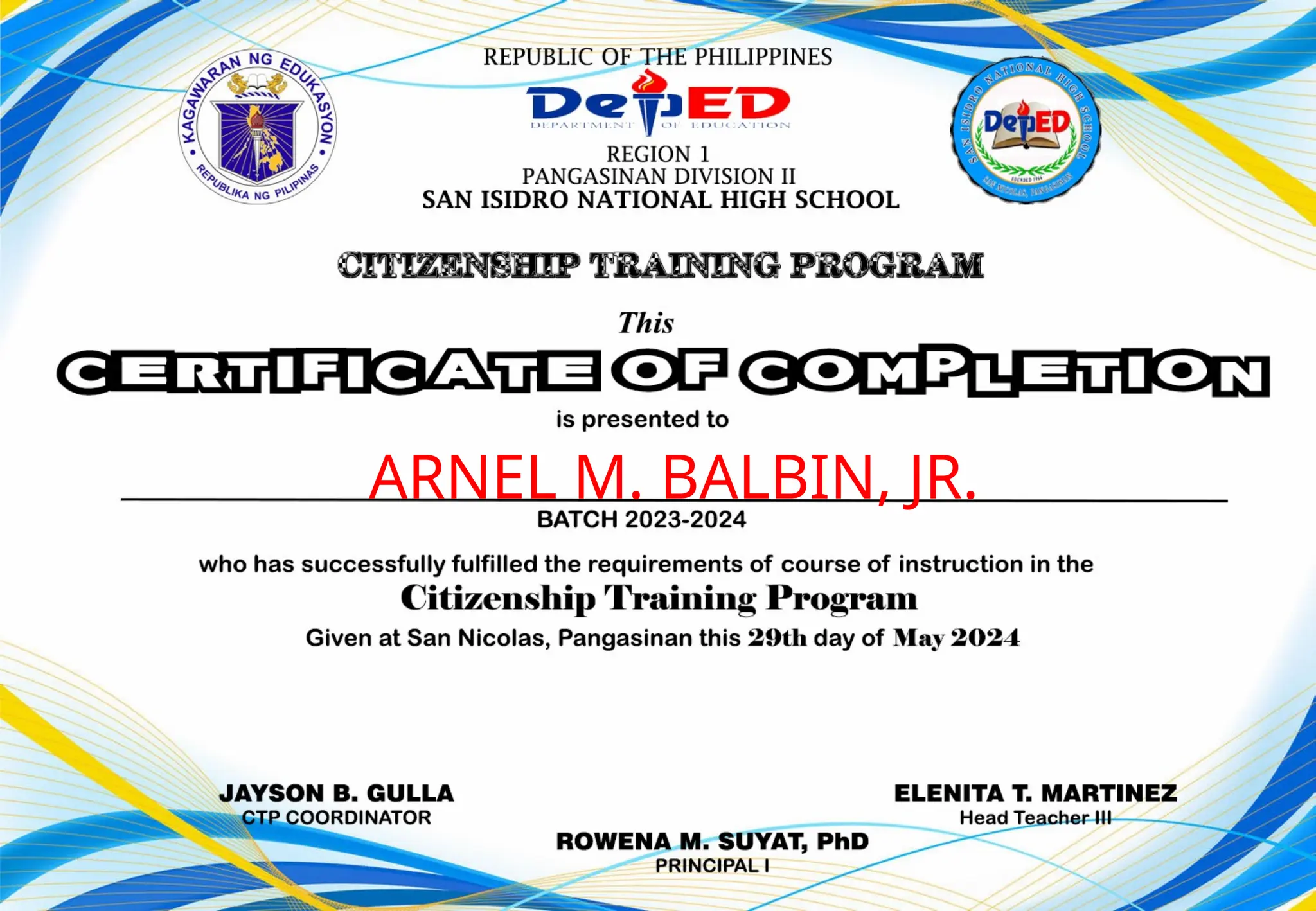 ARNEL M. BALBIN, JR.