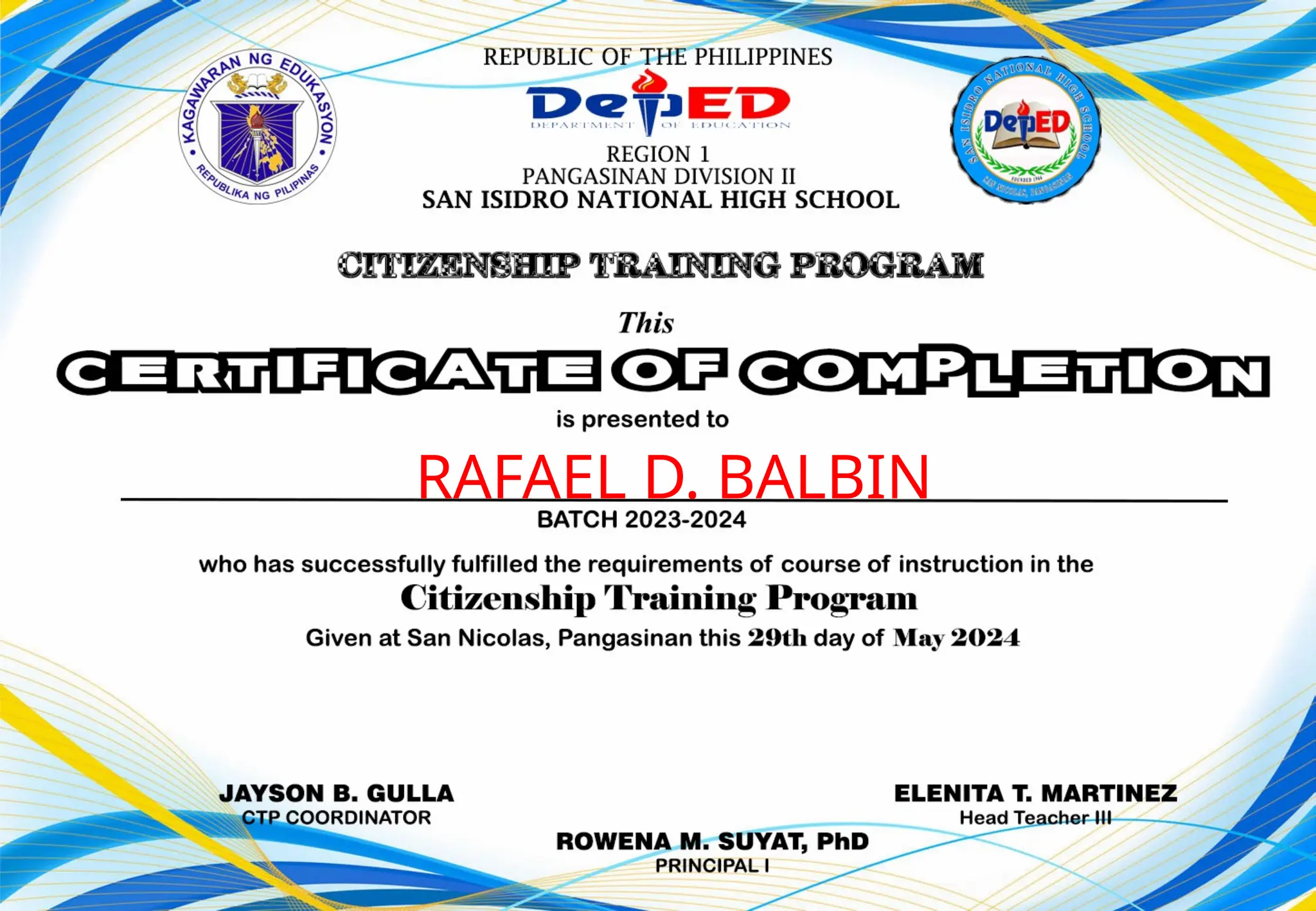 RAFAEL D. BALBIN