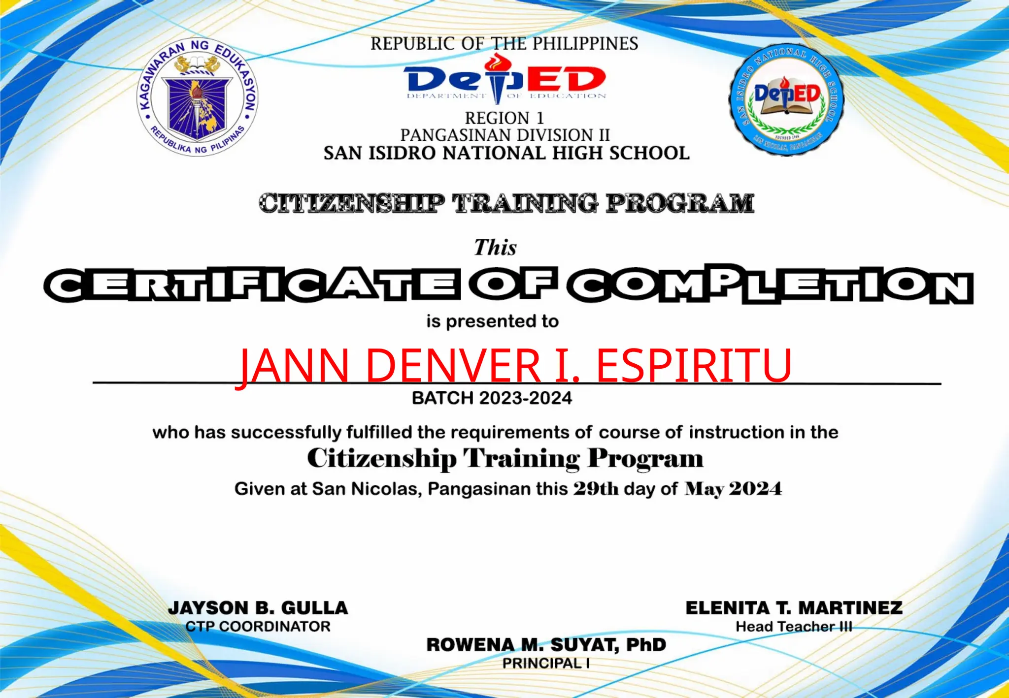 JANN DENVER I. ESPIRITU