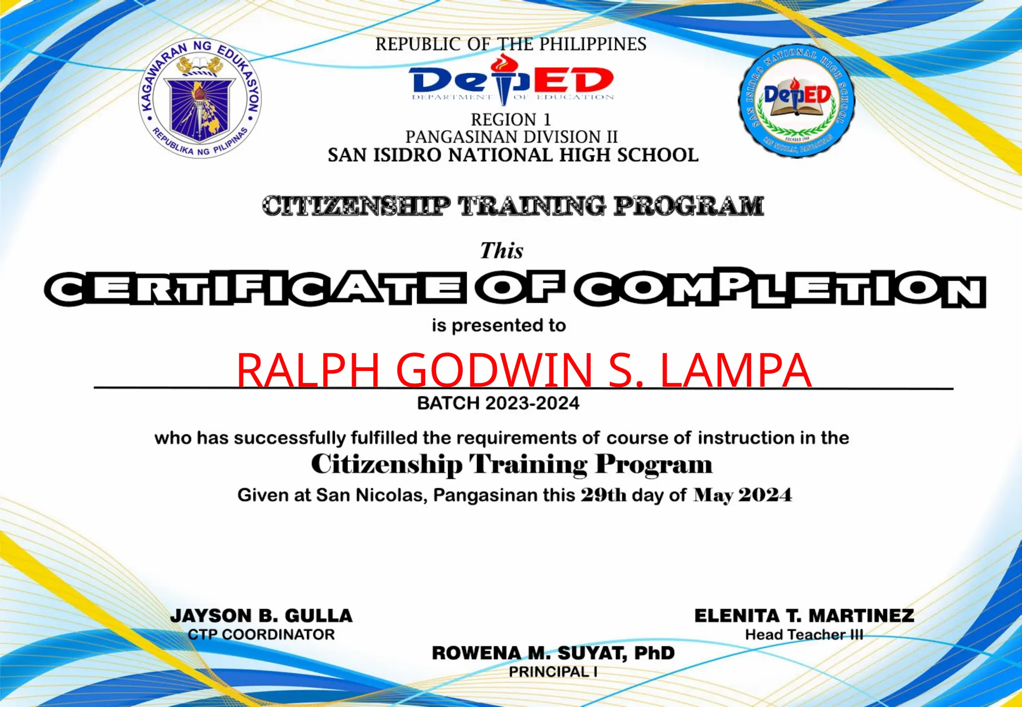 RALPH GODWIN S. LAMPA
