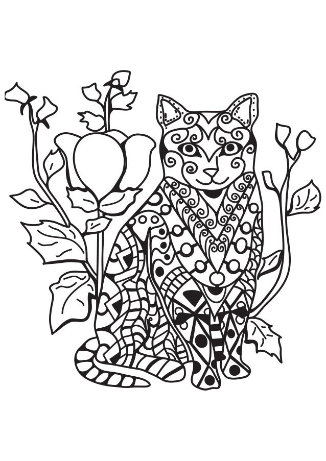 Cat Coloring Pages For Adults Printable Coloring Book