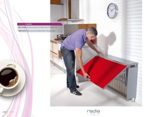 singleradia
              Mesa Radia Encimera cristal gris metalizado brillo, ala auxiliar rojo.

              Table Radia Plateau verre gris métallisé brillant, Rallonge rouge.




28   Single                                                                            radia
 