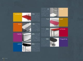 4.   viva


             vulcano    10.


                              14.   wall


                duo     18.


                              22.   unicca


               radia    26.


                              30.   fragolina


                pilot   34.




2   Single
 